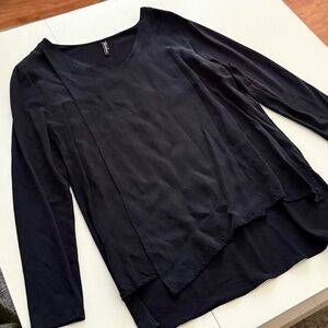 Stella Carakasi Long Sleeve Tunic Asymmetrical Quite Luxury Chic Size M